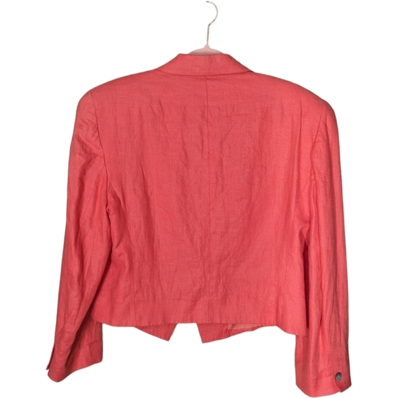 14 - Valerie Stevens | 100% Linen Coral Cropped Blazer - Picture 2 of 5